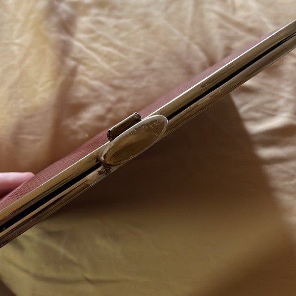 Vintage Hidden Chain Kiss Lock Clutch Evening Bag! Red Snake Print,Maybe Leather - Picture 3 of 10